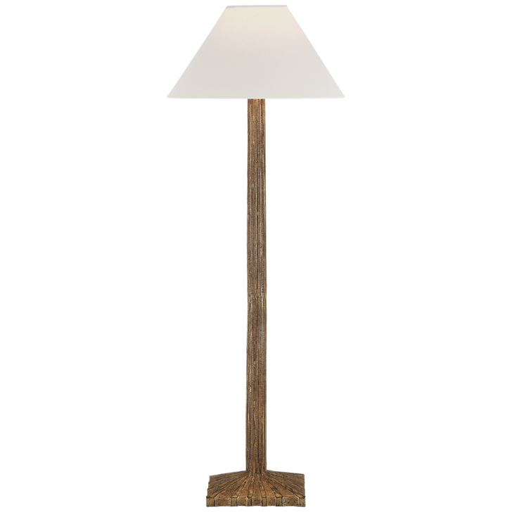 Strie Buffet Lamp, 1-Light, Gilded Iron, Linen Shade, 31.5"H (CHA 8463GI-L D31JU)