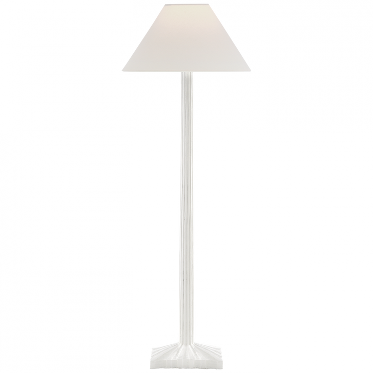 Strie Buffet Lamp, 1-Light, Plaster White, Linen Shade, 31.5"H (CHA 8463WHT-L D31JV)