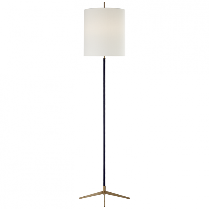 Caron Floor Lamp, 2-Light, Bronze, Hand-Rubbed Antique Brass, Linen Shade, 67.5"H (TOB 1153BZ/HAB-L D32GA)