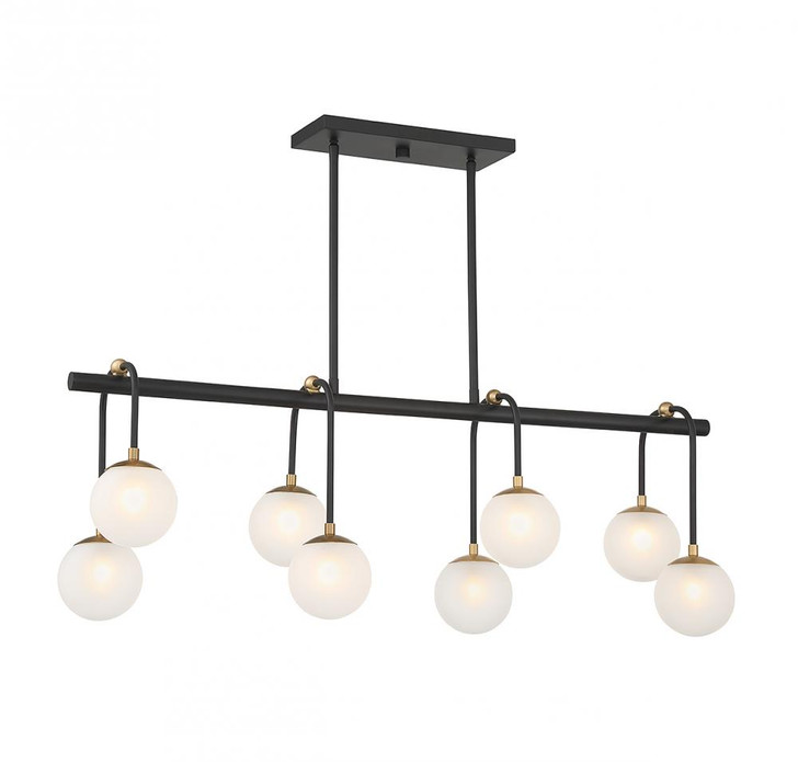 Couplet Linear Chandelier, 8-Light, Matte Black with Warm Brass, Glass Shade, 10"W (1-6699-8-143 ALRQ6)