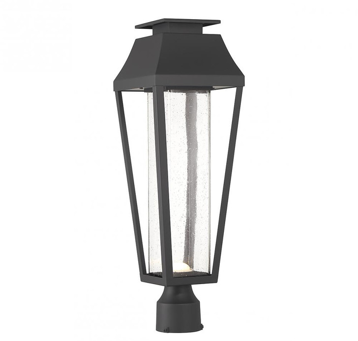 Brookline Outdoor Post Lantern, 1-Light, LED, Matte Black, Glass Shade, 22.5"H (5-356-BK ALRQP)