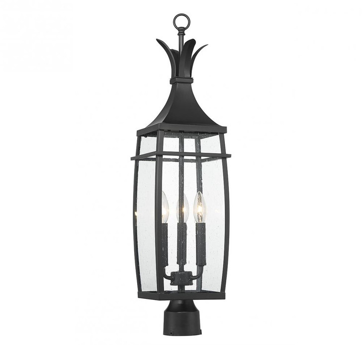 Montpelier Outdoor Post Lantern, 3-Light, Matte Black, Glass Shade, 29"H (5-769-BK ALRR9)