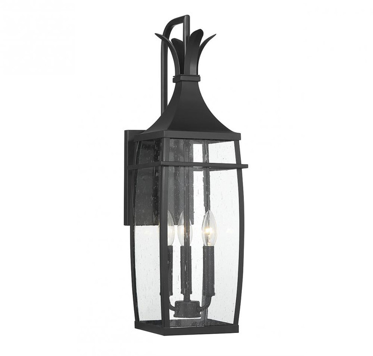 Montpelier Outdoor Wall Lantern, 3-Light, Matte Black, Glass Shade, 25"H (5-765-BK ALRR6)