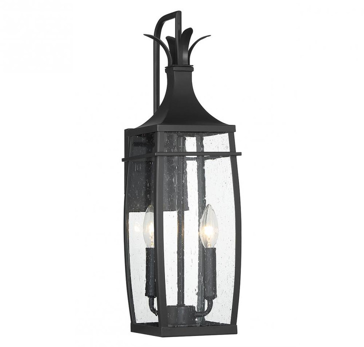 Montpelier Outdoor Wall Lantern, 2-Light, Matte Black, Glass Shade, 22"H (5-766-BK ALRR7)