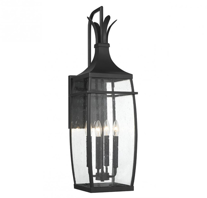 Montpelier Outdoor Wall Lantern, 4-Light, Matte Black, Glass Shade, 32"H (5-764-BK ALRR5)
