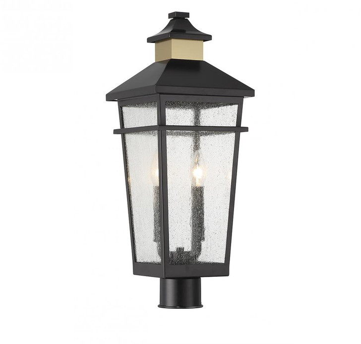 Kingsley Outdoor Post Lantern, 2-Light, Matte Black with Warm Brass, Glass Shade, 22.5"H (5-718-143 ALRR2)