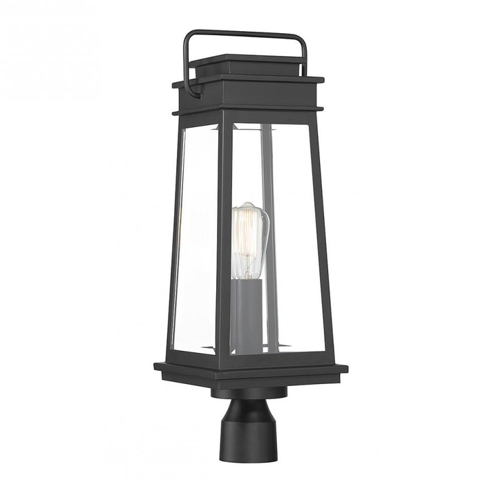 Boone Outdoor Post Lantern, 1-Light, Matte Black, Glass Shade, 24.25"H (5-817-BK ALRRG)