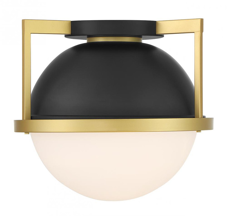 Carlysle Ceiling Light, 1-Light, Matte Black with Warm Brass, Glass Shade, 15"W (6-4602-1-143 ALRRK)