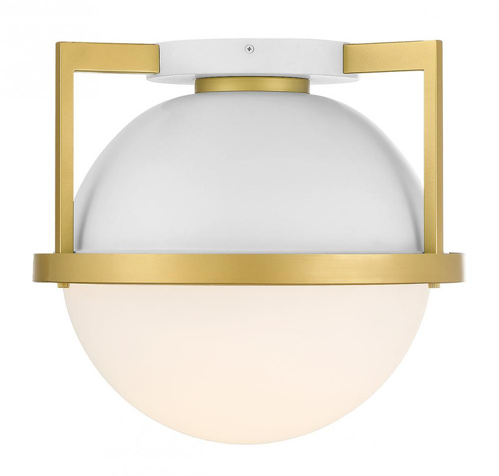 Carlysle Ceiling Light, 1-Light, White with Warm Brass, Glass Shade, 15"W (6-4602-1-142 ALRRJ)