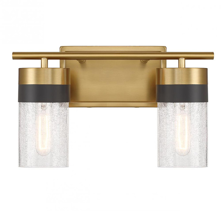 Brickell Bathroom Vanity Light, 2-Light, Warm Brass, Glass Shade, 14"W (8-3600-2-322 ALTN5)