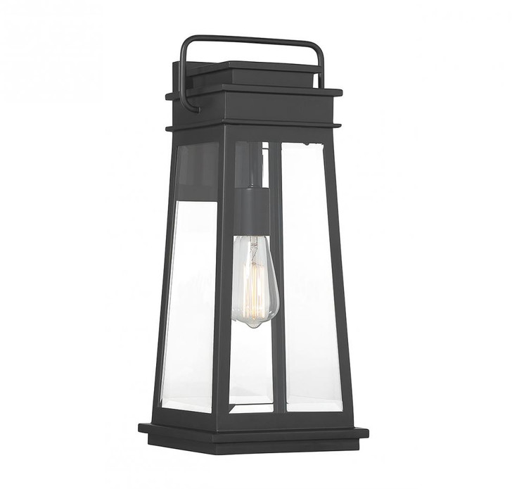 Boone Outdoor Wall Lantern, 1-Light, Matte Black, Glass Shade, 20"H (5-813-BK ALRRC)