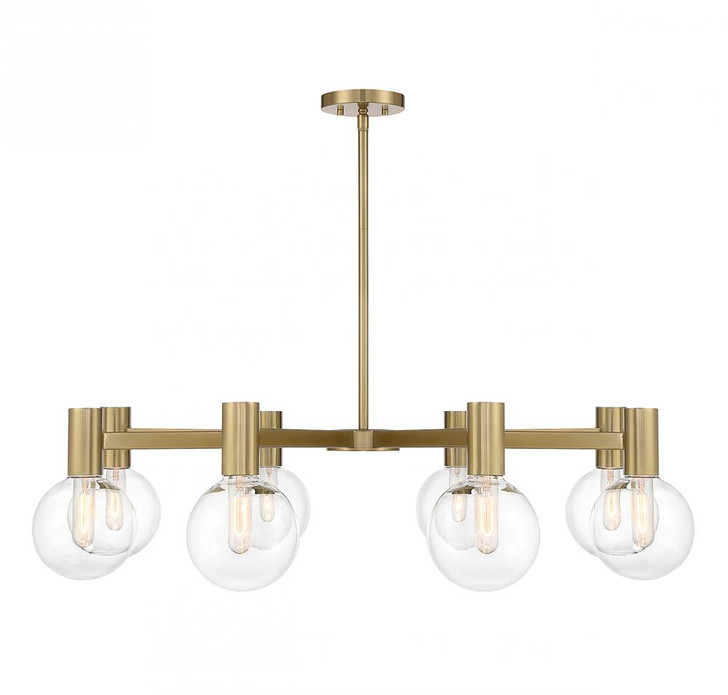 Wright Chandelier, 8-Light, Warm Brass, Glass Shade, 40"W (1-3074-8-322 ALTPG)
