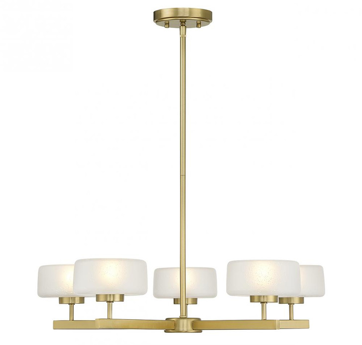 Falster Chandelier, 5-Light, LED, Warm Brass, Glass Shade, 26"W (1-5409-5-322 ALTPX)