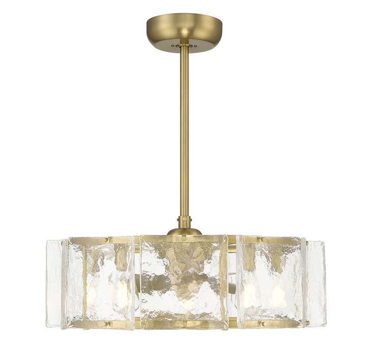 Genry Fan D'lier, 5-Light, LED, Warm Brass, Glass Shade, 26.5"W (27-FD-8201-322 ALTQ8)