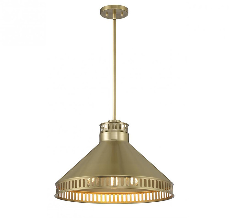 Seagram Pendant, 3-Light, Warm Brass, Metal Shade, 14"H (7-8801-3-322 ALUND)