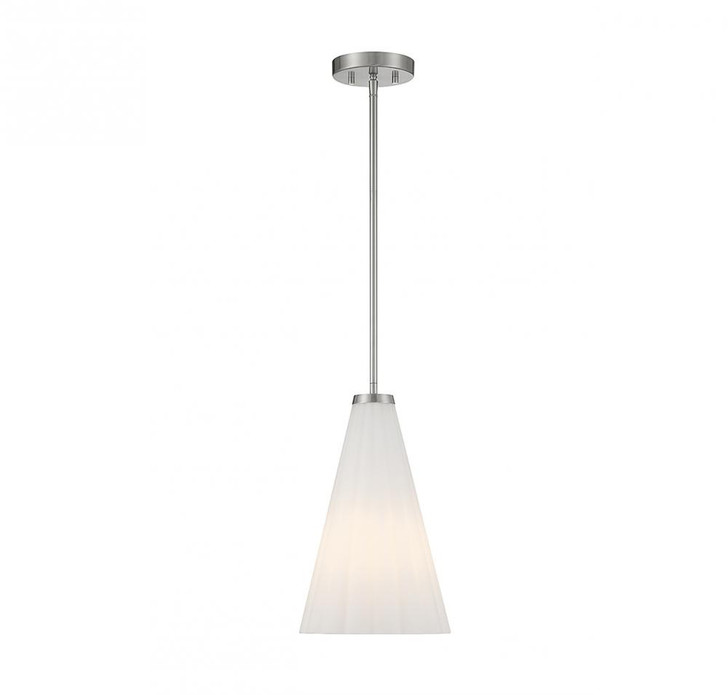 Bristol Pendant, 1-Light, Satin Nickel, Glass Shade, 15"H (7-8840-1-SN ALUNH)