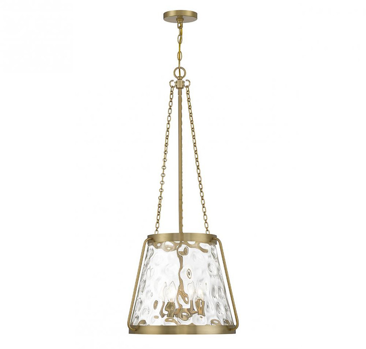 Crawford Pendant, 4-Light, Warm Brass, Glass Shade, 39.5"H (7-1804-4-322 ALUMR)