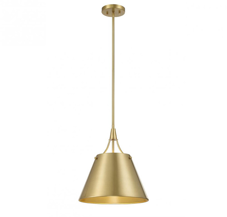 Willis Pendant, 1-Light, Warm Brass, Metal Shade, 15.5"H (7-4499-1-322 ALUN6)