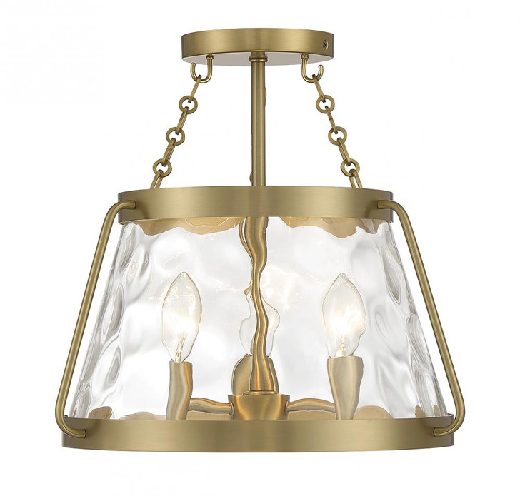 Crawford Ceiling Light, 3-Light, Warm Brass, Glass Shade, 15"W (6-1802-3-322 ALUM9)