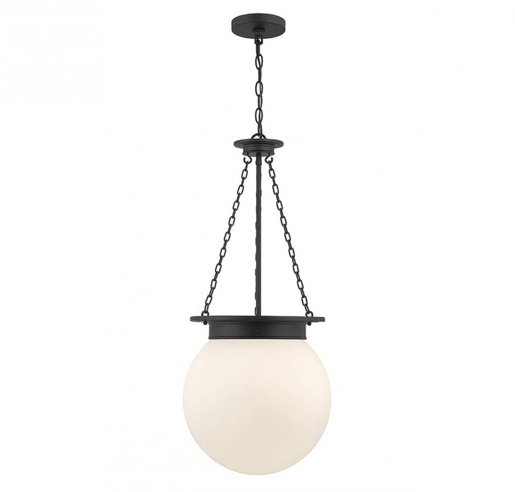 Manor Pendant, 3-Light, Matte Black, Glass Shade, 31"H (7-3901-3-89 ALUN4)