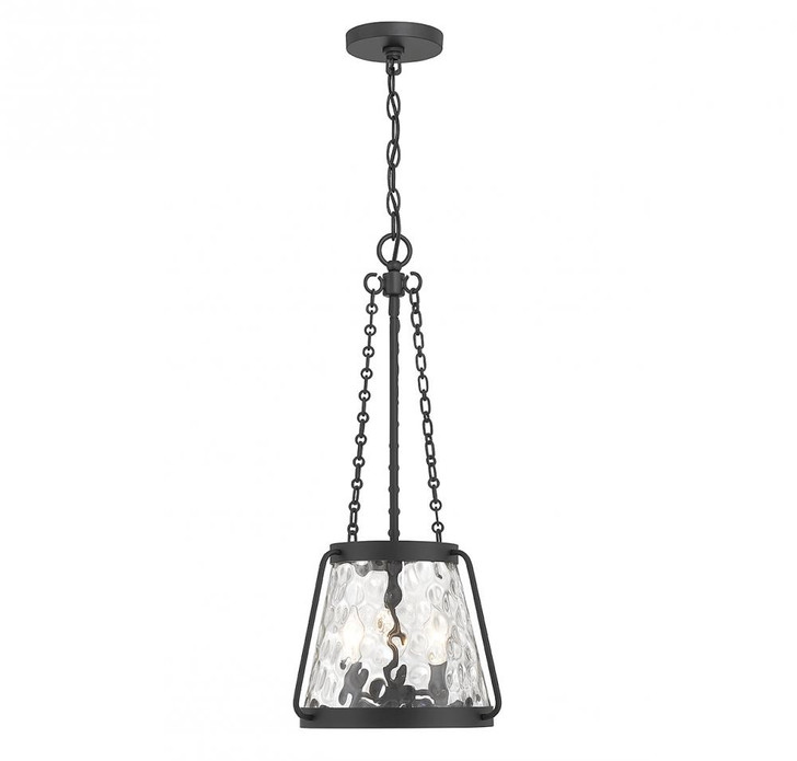 Crawford Pendant, 3-Light, Matte Black, Glass Shade, 25.5"H (7-1803-3-89 ALUMP)