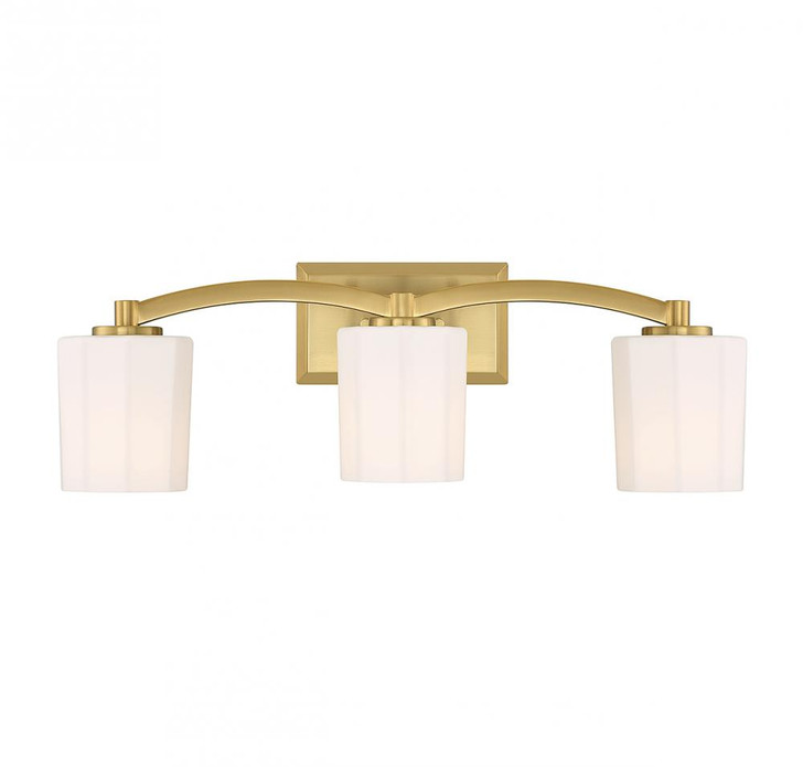 Whitney Bathroom Vanity Light, 3-Light, Warm Brass, Glass Shade, 24"W (8-7710-3-322 ALUQ2)