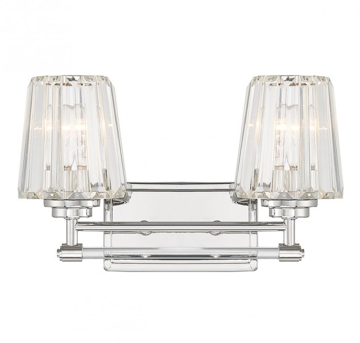 Garnet Bathroom Vanity Light, 2-Light, Polished Nickel, Crystal Shade, 16"W (8-6001-2-109 ALUPP)