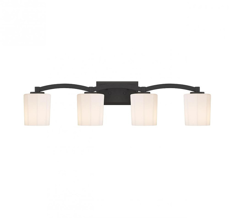 Whitney Bathroom Vanity Light, 4-Light, Matte Black, Glass Shade, 33"W (8-7710-4-BK ALVLA)