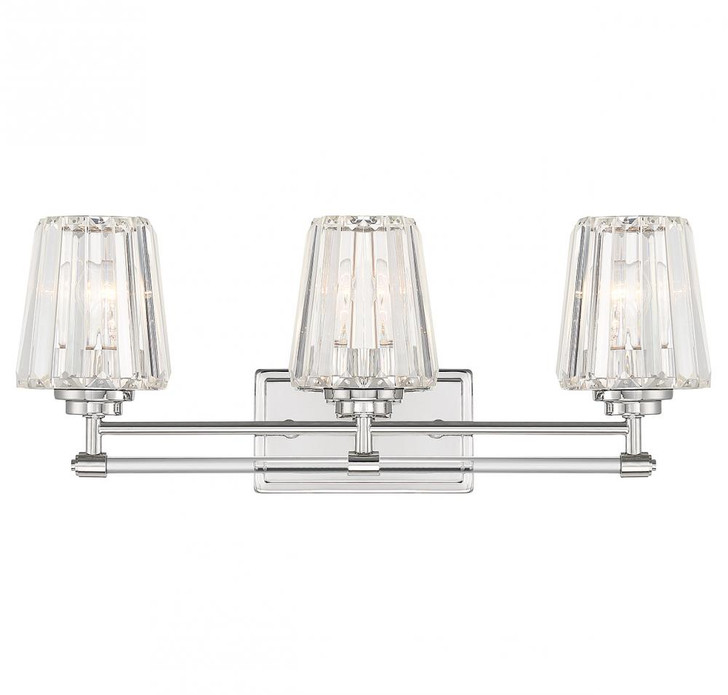 Garnet Bathroom Vanity Light, 3-Light, Polished Nickel, Crystal Shade, 24"W (8-6001-3-109 ALUPT)