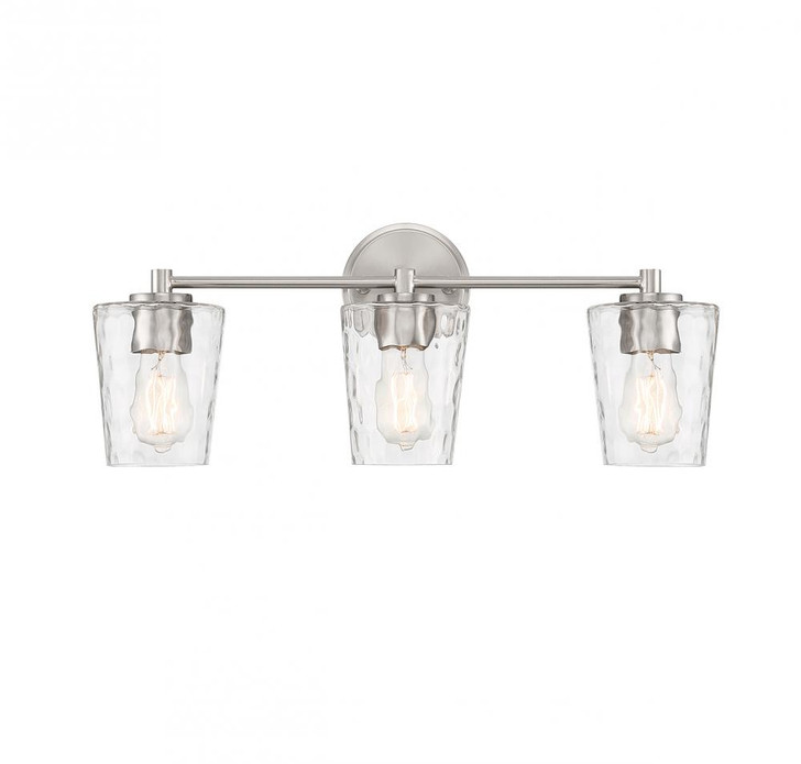 Ballas Bathroom Vanity Light, 3-Light, Satin Nickel, Glass Shade, 23.5"W (8-5606-3-SN ALUPL)