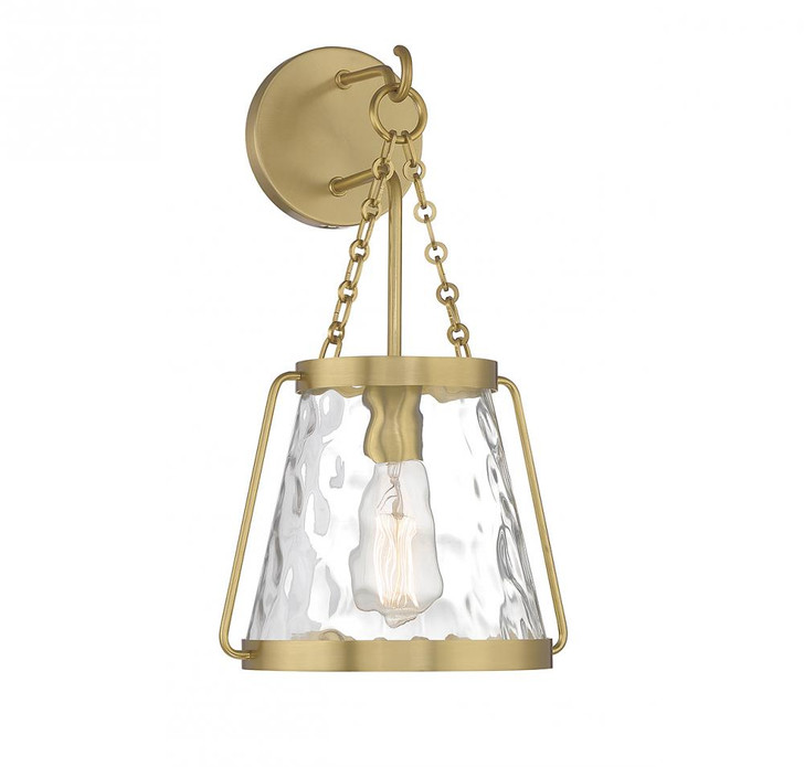 Crawford Wall Sconce, 1-Light, Warm Brass, Glass Shade, 17.25"H (9-1801-1-322 ALVLD)