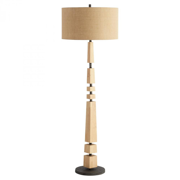 Adonis Floor Lamp, 1-Light, Tan and Black, Iron and Wood, 66"H (11454 MKLY1)