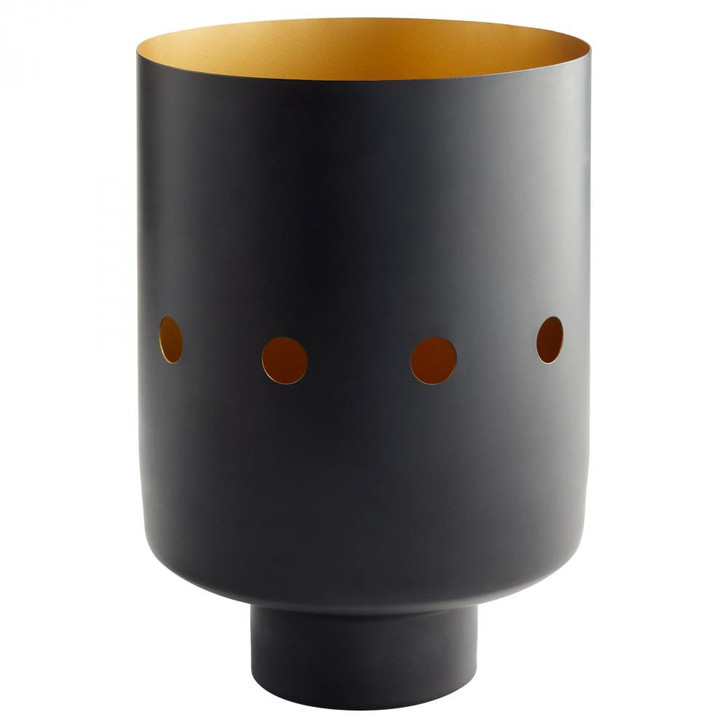 Naktis Vase, Wide, Black and Brass, Iron, 14"H (11521 MKLYZ)
