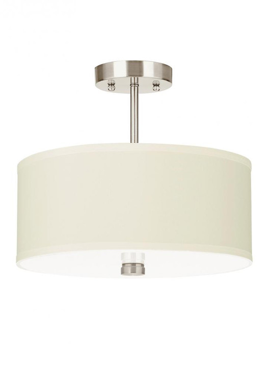 Dayna Flush / Semi Flush Convertible Pendant, 2-Light, LED, Brushed Nickel, White Shade, 14"Dia (77262EN3-962 707010C)