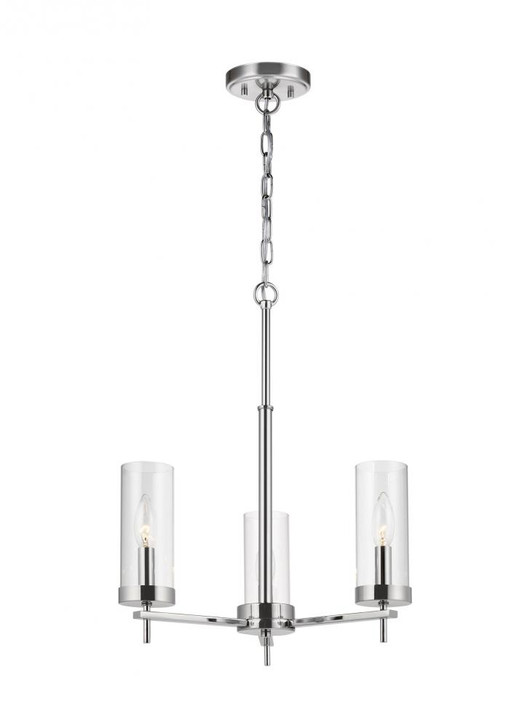 Zire Chandelier, 3-Light, Chrome, Clear Shade, 18"Dia (3190303-05 70707U6)