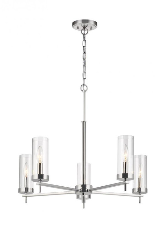 Zire Chandelier, 5-Light, Chrome, Clear Shade, 26"Dia (3190305-05 70707UH)