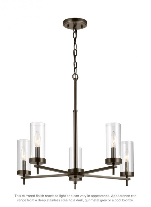 Zire Chandelier, 5-Light, Brushed Oil Rubbed Bronze, Clear Shade, 26"Dia (3190305-778 70707UK)