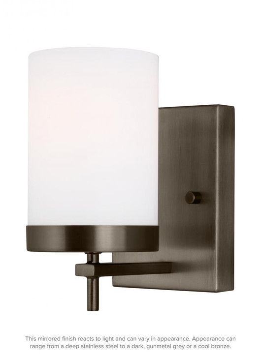 Zire Wall / Bath Sconce, 1-Light, Brushed Oil Rubbed Bronze, Etched / White Inside Shade, 7.88"H (4190301-778 70707V6)