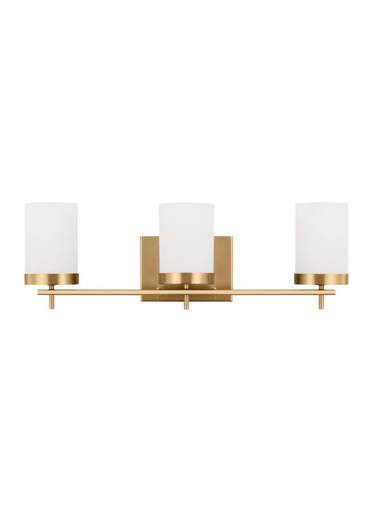 Zire Wall / Bath Sconce, 3-Light, Satin Brass, Etched / White Inside Shade, 24"W (4490303-848 70707VP)