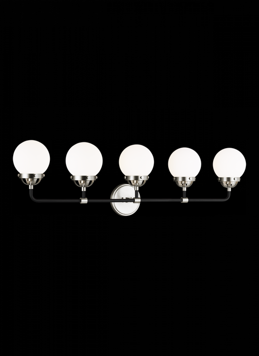Cafe Wall Sconce, 5-Light, LED, Brushed Nickel, Etched / White Inside Shade, 38.25"W (4487905EN-962 706X84H)