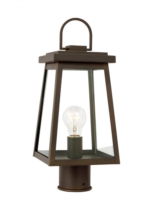 Founders Outdoor Post Lantern, 1-Light, LED, Antique Bronze, Clear Shade, 17.25"H (8248401EN7-71 70701YP)