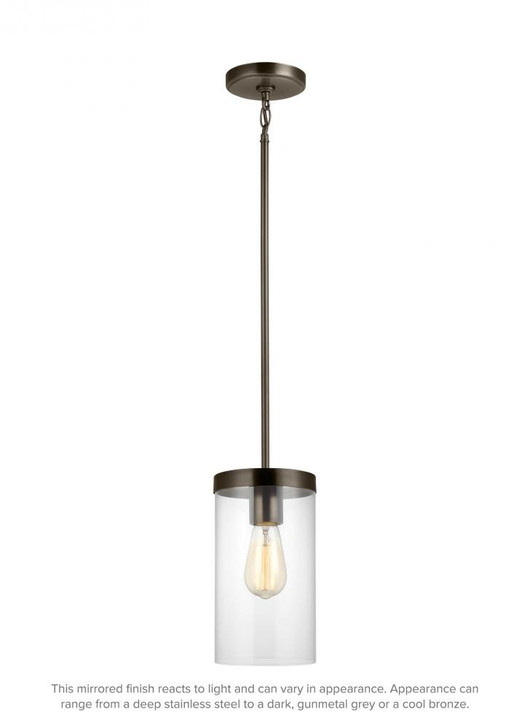 Zire Pendant, 1-Light, Brushed Oil Rubbed Bronze, Clear Shade, 6"W (6590301-778 70707WA)