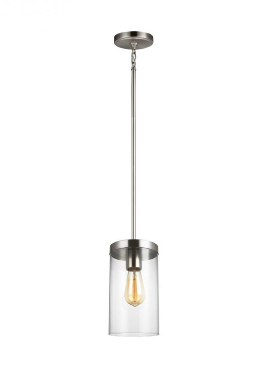 Zire Pendant, 1-Light, Brushed Nickel, Clear Shade, 6"W (6590301-962 70707WD)