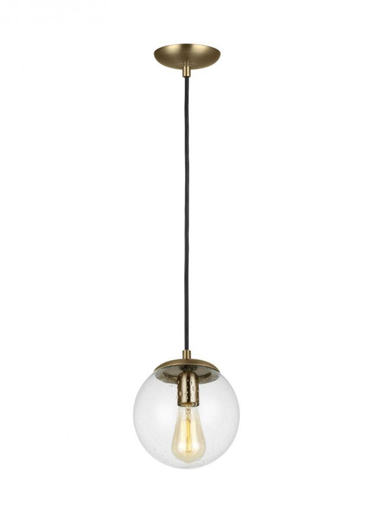 Leo - Hanging Globe Pendant, 1-Light, Satin Brass, Clear Seeded Shade, 8"W (6501801-848 70703XP)