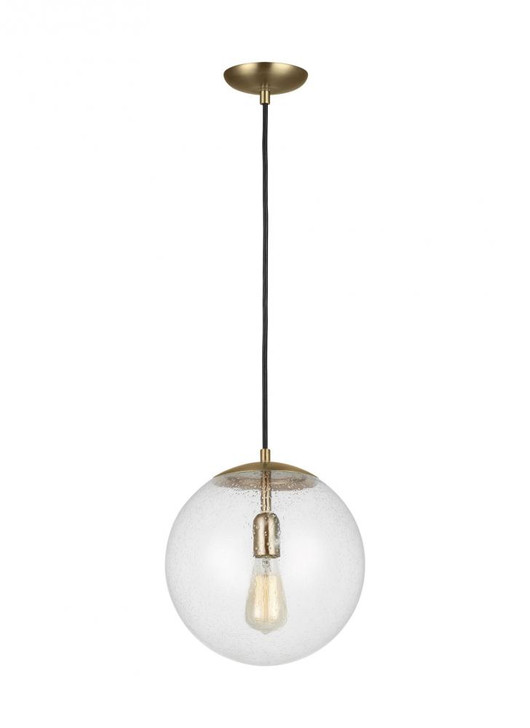 Leo - Hanging Globe Pendant, 1-Light, Satin Brass, Clear Seeded Shade, 12"W (6701801-848 70703XR)