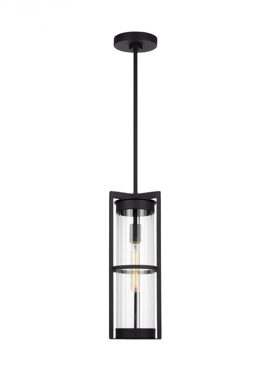Alcona Outdoor Pendant Lantern, 1-Light, LED, Black, Clear Shade, 18"H (6226701EN7-12 70708RX)