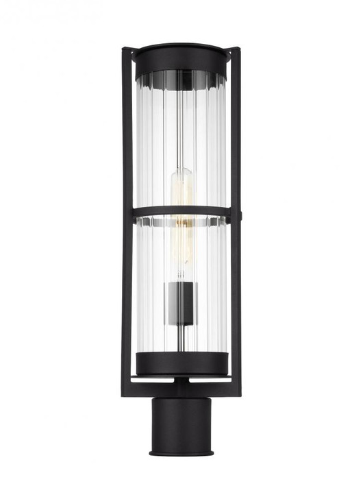 Alcona Outdoor Post Lantern, 1-Light, LED, Black, Clear Shade, 21"H (8226701EN7-12 70708RZ)