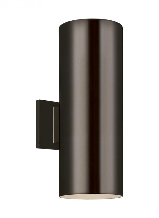 Outdoor Cylinders Outdoor Wall Lantern, 2-Light, Bronze, Tempered Glass Shade, 14.25"H (8313802-10 70709UM)