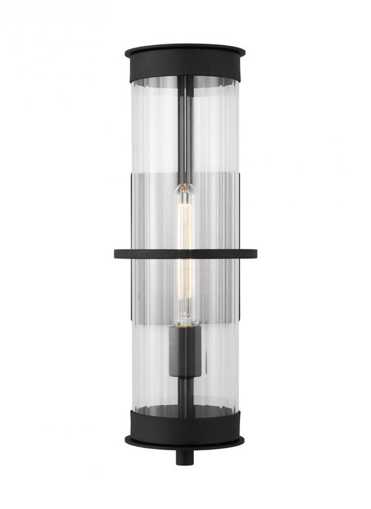 Alcona Outdoor Wall Lantern, 1-Light, LED, Black, Clear Shade, 18"H (8726701EN7-12 70708T5)