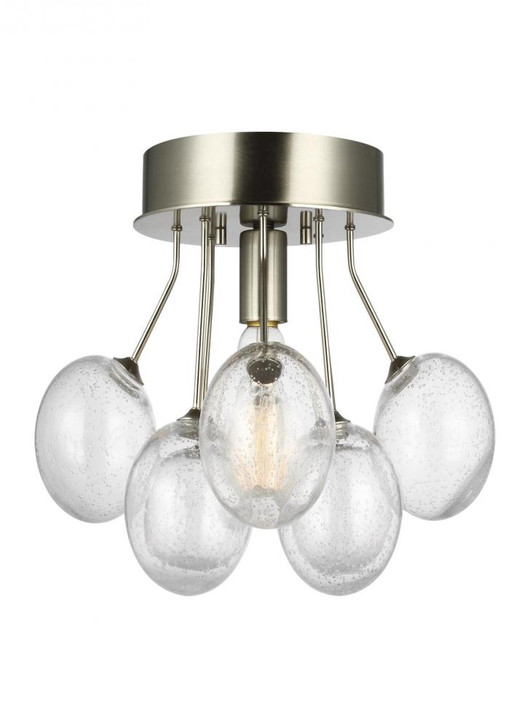 Bronzeville Semi Flush Mount, 1-Light, Brushed Nickel, Clear Seeded Shade, 15"Dia (7714301-962 70732P1)